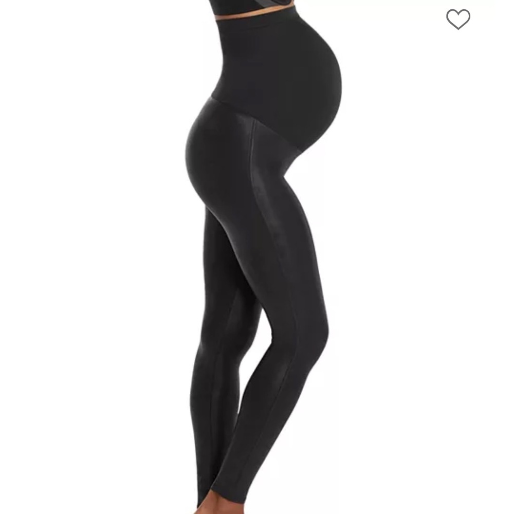 SPANX Midnight Black Faux Leather Maternity Leggings